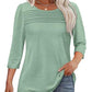 💕Letzter Tag 50 % Rabatt👚Damen T-Shirt mit Faltendetails und 3/4-Ärmeln im lässigen Stil🌞