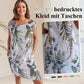 🌷49% RABATT❤️‍🔥Bedrucktes Kleid mit Rundhalsausschnitt aus Baumwolle und Leinen für Frauen