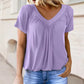✨Mehr kaufen, mehr sparen!🌸Lässiges Damen-Top mit plissiertem V-Ausschnitt und kurzen Ärmeln