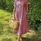 💗SOMMERANGEBOT - 50% RABATT💗Gestreiftes langes Blusenkleid mit V-Ausschnitt und Kragen für Damen