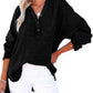 🔥This week's special price £13.99🔥Womens Casual Button V Neck Long Sleeve Shirts Oversized Solid Blouses Tops