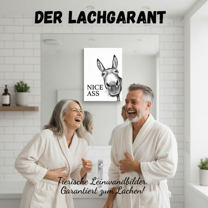 🧻Lustige Wanddekoration fürs Badezimmer - Esel-Bild mit der Aufschrift „Nice Ass“(Schöner Arsch)