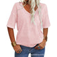 ✨ Angebot für kurze Zeit💥 Damen V-Ausschnitt T-Shirt in Einzelfarbe  [Im Angebot & Schneller Versand!]