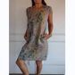 🌷49% RABATT❤️‍🔥Bedrucktes Kleid mit Rundhalsausschnitt aus Baumwolle und Leinen für Frauen