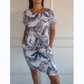 🌷49% RABATT❤️‍🔥Bedrucktes Kleid mit Rundhalsausschnitt aus Baumwolle und Leinen für Frauen