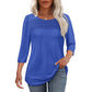 💕Letzter Tag 50 % Rabatt👚Damen T-Shirt mit Faltendetails und 3/4-Ärmeln im lässigen Stil🌞
