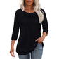 💕Letzter Tag 50 % Rabatt👚Damen T-Shirt mit Faltendetails und 3/4-Ärmeln im lässigen Stil🌞
