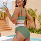 🔥Sommerschlussverkauf 49% AUS💥👙Bauchfreie Bikini-Sets mit hoher Taille und Farbblock