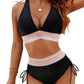 🔥Sommerschlussverkauf 49% AUS💥👙Bauchfreie Bikini-Sets mit hoher Taille und Farbblock