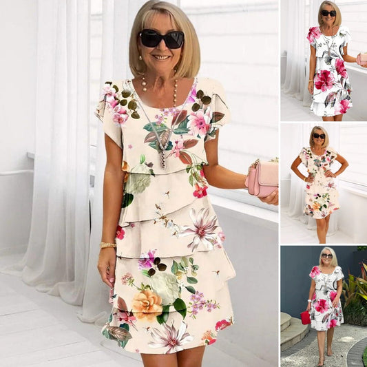 💖Kaskadenkleid mit Blumenmuster und mehreren Pflanzen