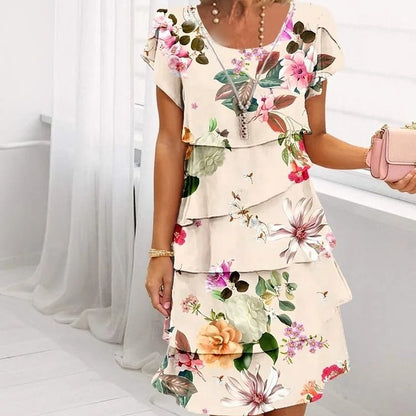 🔥50 % Rabatt🌺Kaskadenkleid mit Blumenmuster und mehreren Pflanzen