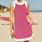 💃Sommer-Hot-Sale 50 % Rabatt💓Damen-Freizeit-Oberteile mit Farbblock-Design, ärmellos, passend zu Shorts mit Taschen